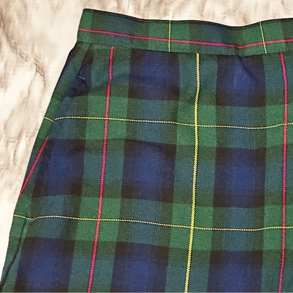 Preppy Tartan Blue Plaid School Girl Mini Skirt Lands End Women Sz 5 Academia - Picture 2 of 12